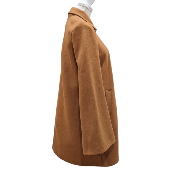 Zara Women's Camel Tan Wide Sleeve Cuffs Double Breasted Peacoat Size S - Picture 2 of 8
